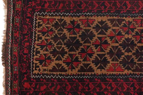 Laagpolig vloerkleed Belutch 13146 scheerwol - bruin/rood