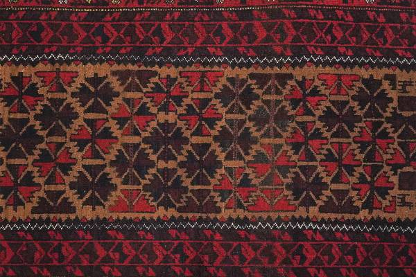 Laagpolig vloerkleed Belutch 13146 scheerwol - bruin/rood