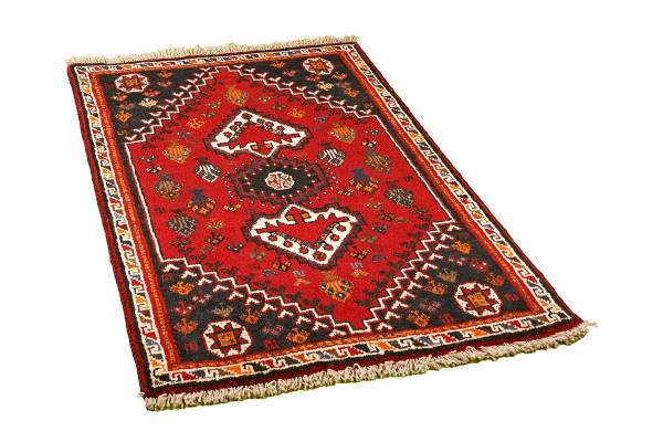 Laagpolig vloerkleed Gashgai 2133464 scheerwol - rood/beige