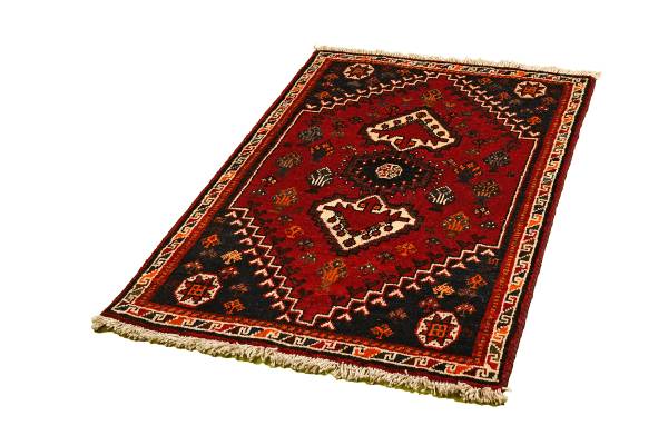 Laagpolig vloerkleed Gashgai 2133464 scheerwol - rood/beige