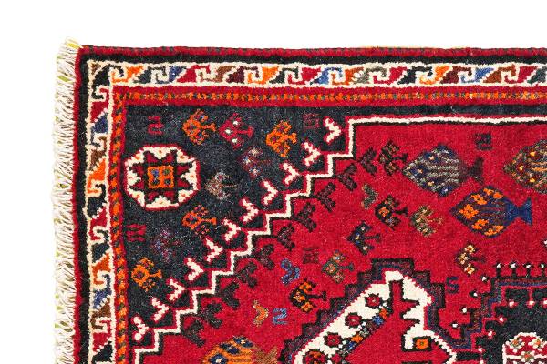 Laagpolig vloerkleed Gashgai 2133464 scheerwol - rood/beige