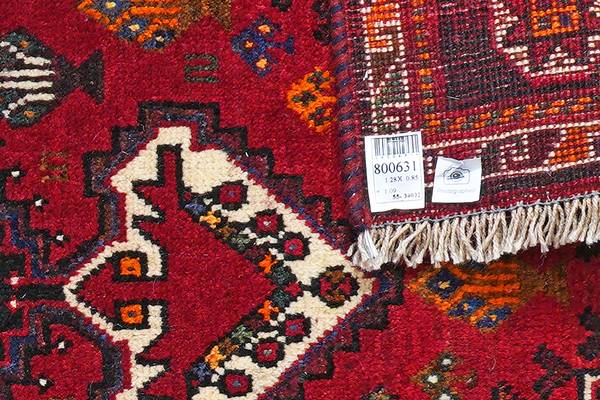 Laagpolig vloerkleed Gashgai 2133464 scheerwol - rood/beige