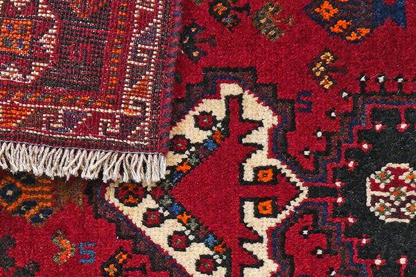 Laagpolig vloerkleed Gashgai 2133464 scheerwol - rood/beige