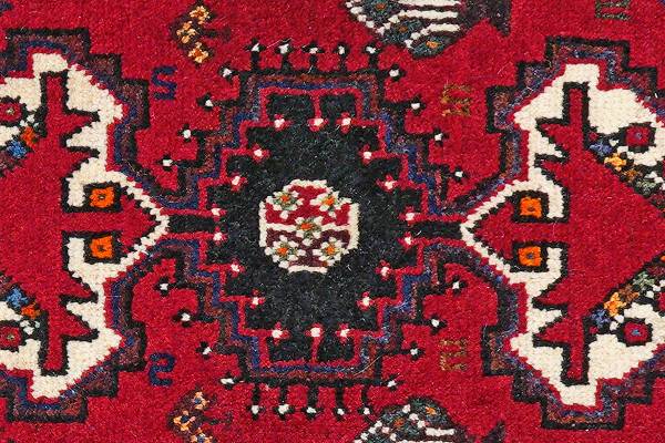 Laagpolig vloerkleed Gashgai 2133464 scheerwol - rood/beige