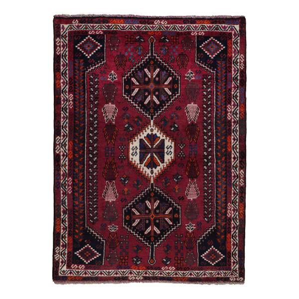 Kurzflorteppich Gashgai 2161343 Schurwolle - Rot / Beige