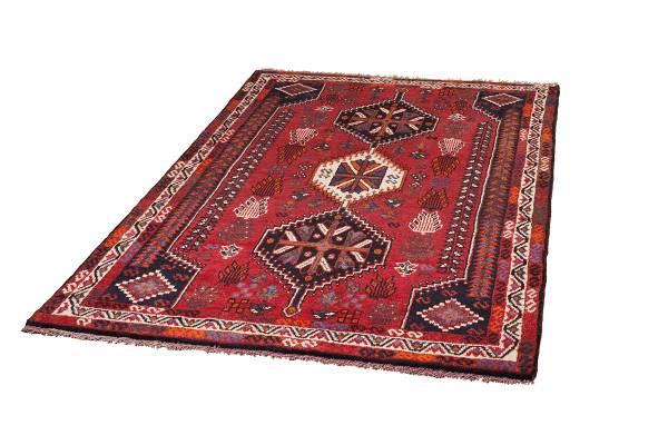 Kurzflorteppich Gashgai 2161343 Schurwolle - Rot / Beige