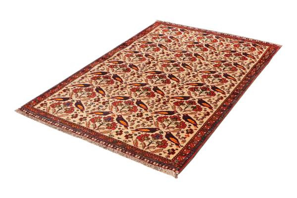 Laagpolig vloerkleed Gashgai 279091 scheerwol - beige/rood