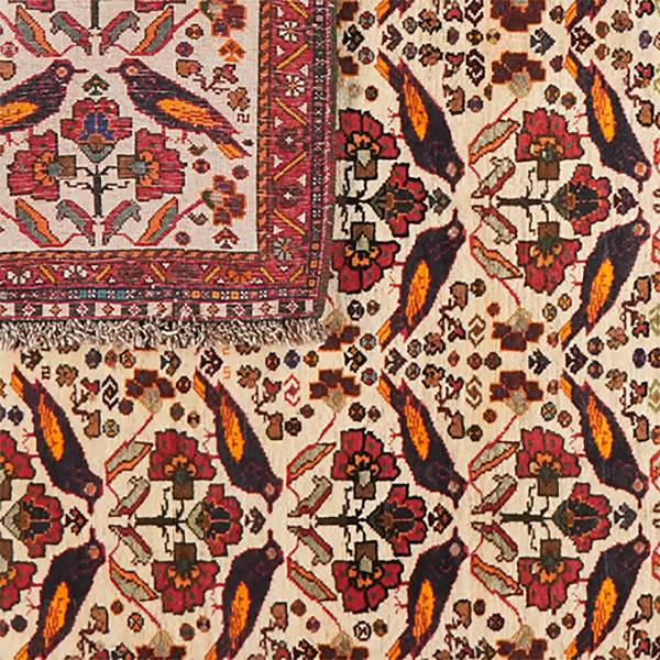 Laagpolig vloerkleed Gashgai 279091 scheerwol - beige/rood