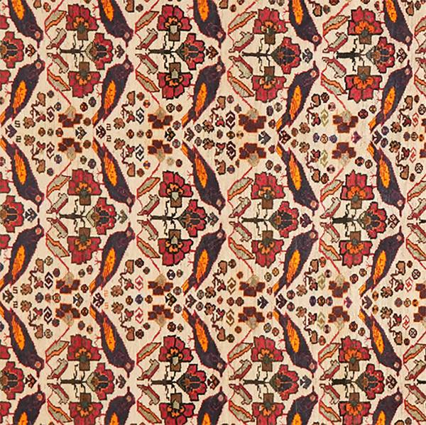 Laagpolig vloerkleed Gashgai 279091 scheerwol - beige/rood