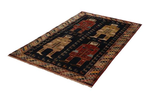 Tappeto a pelo corto Gashgai 873847 Lana vergine - Blu / Beige