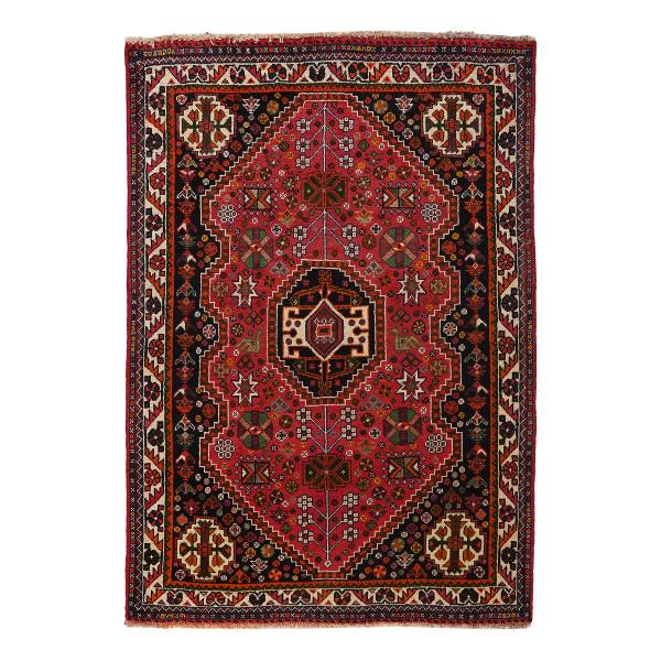 Tappeto a pelo corto Gashgai 1417269 Lana vergine - Rosso / Beige