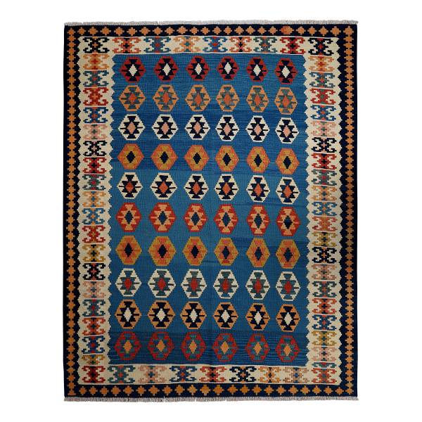 Tappeto pelo corto Kelim Gashgai 2178798 Lana vergine - Rosso / Beige