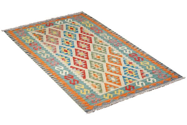 Kurzflorteppich Kelim Gashgai 2178905 Schurwolle - Blau / Grün