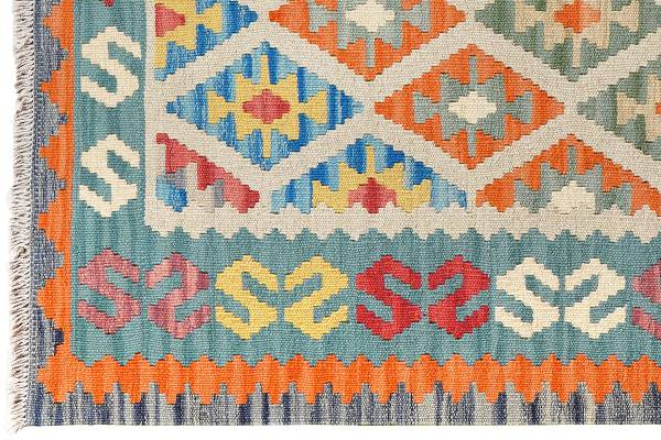 Kurzflorteppich Kelim Gashgai 2178905 Schurwolle - Blau / Grün