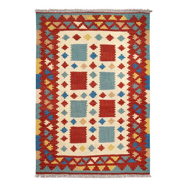 Kurzflorteppich Kelim Gashgai 2178529 Schurwolle - Beige / Rot