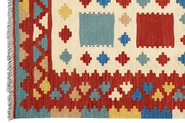Kurzflorteppich Kelim Gashgai 2178529 Schurwolle - Beige / Rot