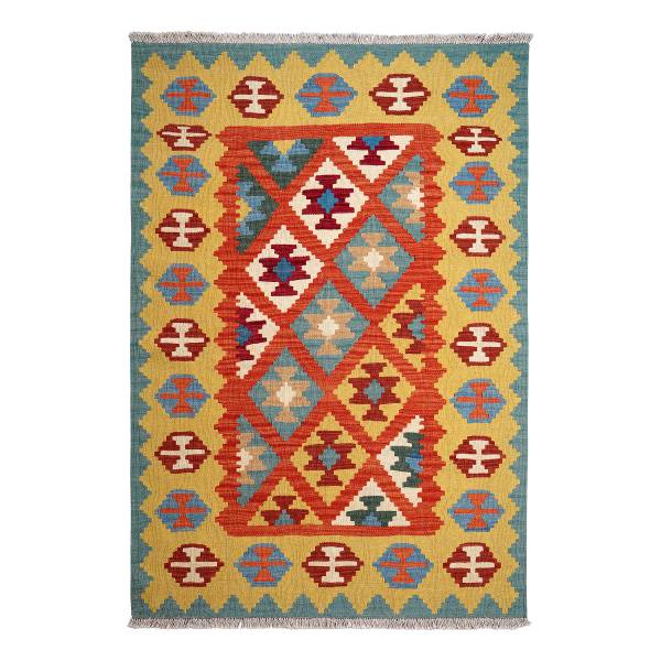 Kurzflorteppich Kelim Gashgai 2178524 Schurwolle - Rot / Gelb