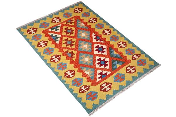 Kurzflorteppich Kelim Gashgai 2178524 Schurwolle - Rot / Gelb