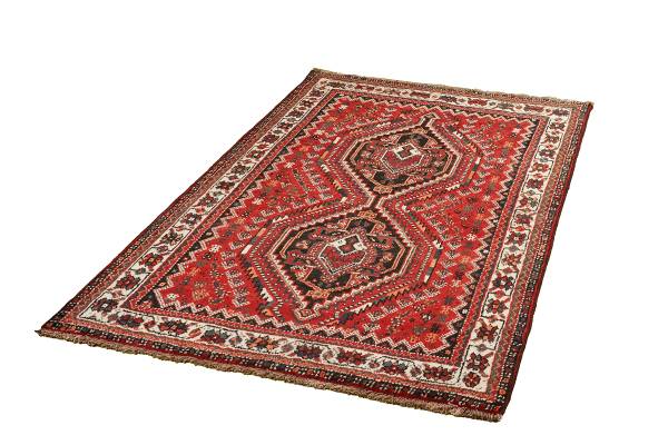 Tappeto a pelo corto Shiraz 2160415 Lana vergine - Rosso / Beige