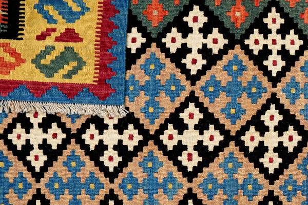 Kurzflorteppich Kelim Gashgai 2178424 Schurwolle - Schwarz / Gelb