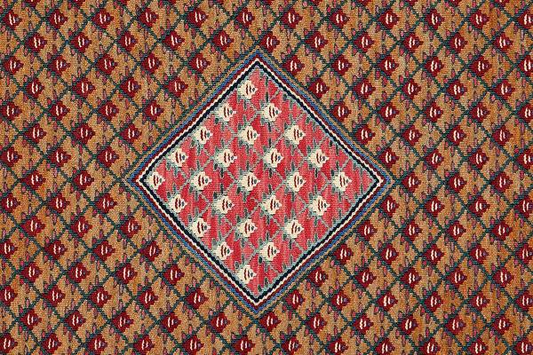 Tappeto pelo corto Kelim Senneh 2178664 Lana vergine - Marrone / Rosso