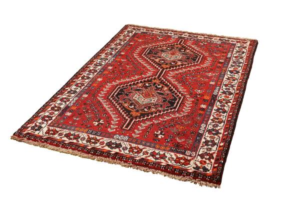 Kurzflorteppich Shiraz 2160846 Schurwolle - Rot / Beige