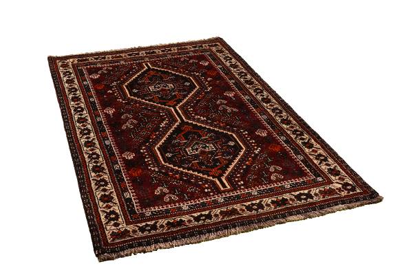 Laagpolig vloerkleed Shiraz 2160862 scheerwol - rood/beige