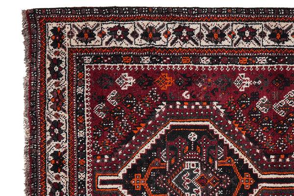 Laagpolig vloerkleed Shiraz 2160862 scheerwol - rood/beige
