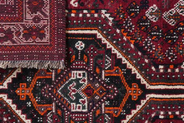 Laagpolig vloerkleed Shiraz 2160862 scheerwol - rood/beige