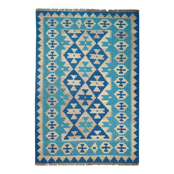 Tapis poils courts Kelim Gashgai 2178408 Laine vierge - bleu / bleu