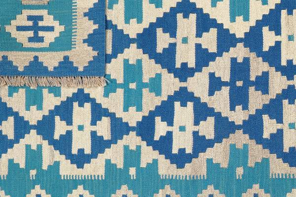 Tapis poils courts Kelim Gashgai 2178408 Laine vierge - bleu / bleu
