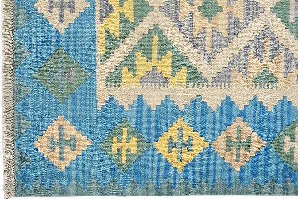 Kurzflorteppich Kelim Gashgai 2178413 Schurwolle - Beige / Blau