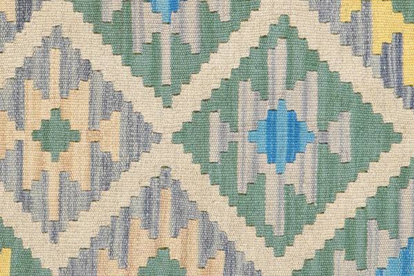 Kurzflorteppich Kelim Gashgai 2178413 Schurwolle - Beige / Blau