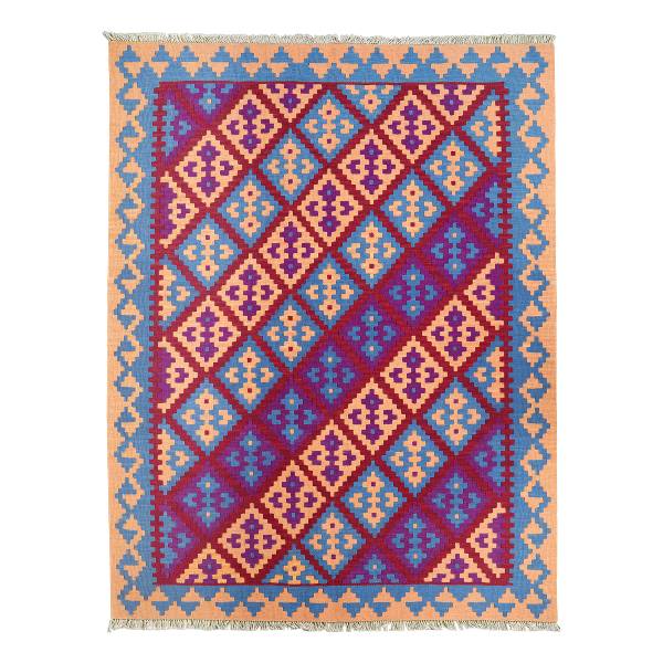 Kurzflorteppich Kelim Gashgai 2178415 Schurwolle - Rot / Blau