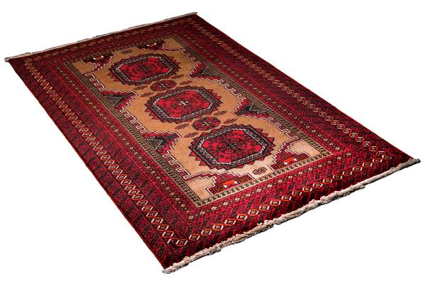 Tappeto a pelo corto Belutch 2177704 Lana vergine - Marrone / Rosso