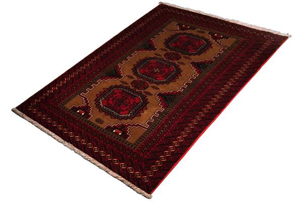 Tappeto a pelo corto Belutch 2177704 Lana vergine - Marrone / Rosso