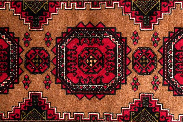 Tappeto a pelo corto Belutch 2177704 Lana vergine - Marrone / Rosso