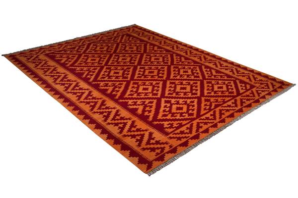 Kurzflorteppich Kelim Gashgai 2177798 Schurwolle - Rot / Gelb
