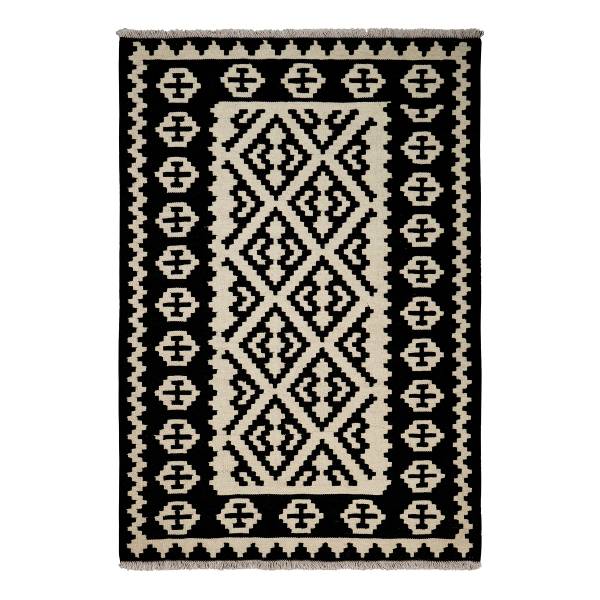 Tappeto pelo corto Kelim Gashgai 2178253 Lana vergine - Nero
