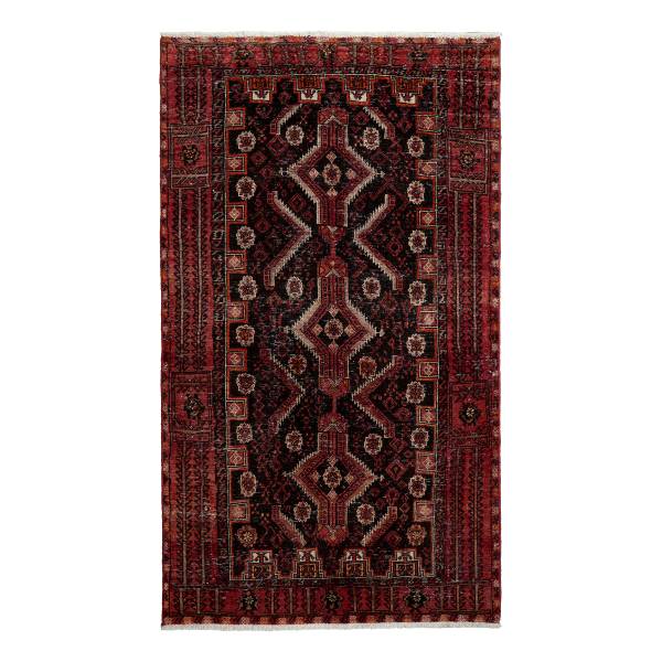 Kurzflorteppich Sabideh 2180090 Schurwolle - Blau / Rot