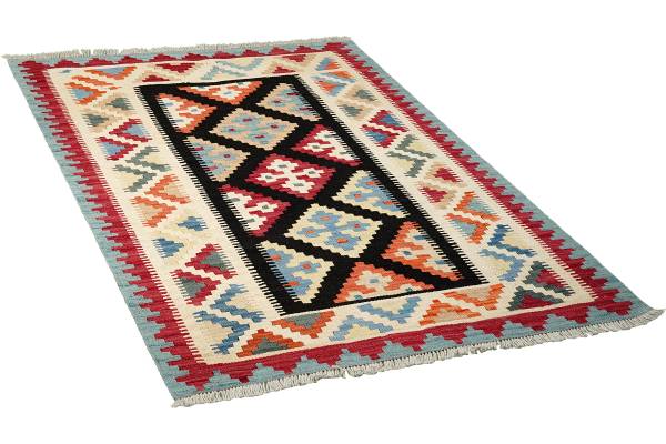 Tapis à poils Kelim Gashgai 2178353 Laine vierge - Noir / Beige