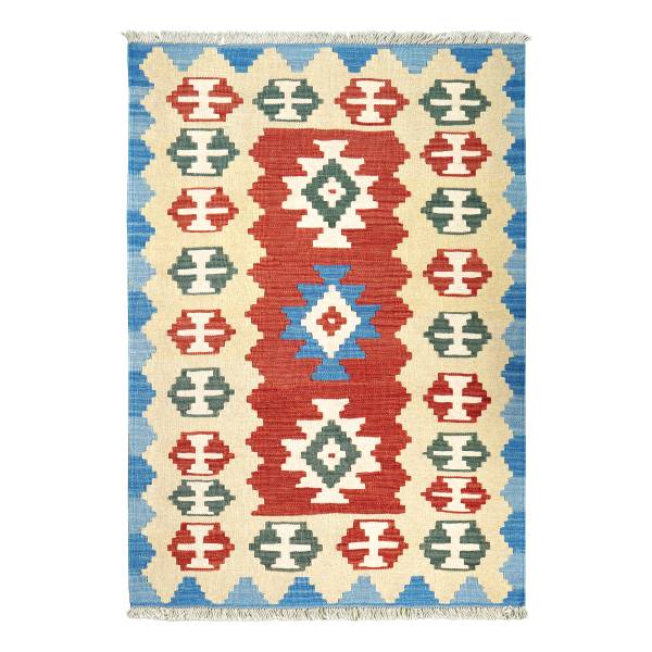 Kurzflorteppich Kelim Gashgai 2178355 Schurwolle - Rot / Beige