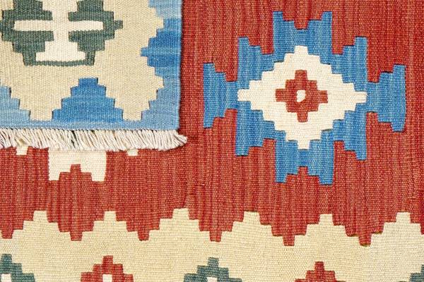 Kurzflorteppich Kelim Gashgai 2178355 Schurwolle - Rot / Beige