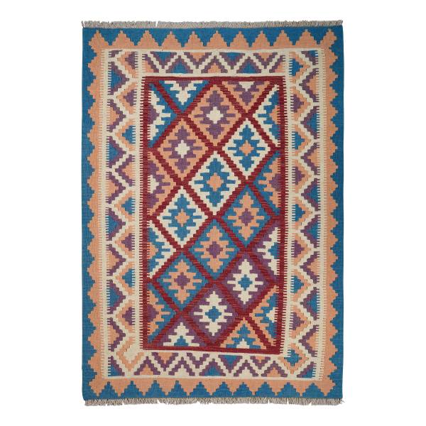 Kurzflorteppich Kelim Gashgai 2178256 Schurwolle - Rot / Beige