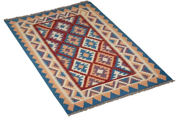 Kurzflorteppich Kelim Gashgai 2178256 Schurwolle - Rot / Beige