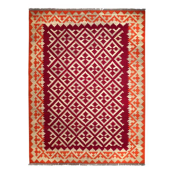 Laagp. vloerkleed Kelim Gashgai 2177804 scheerwol - rood/beige