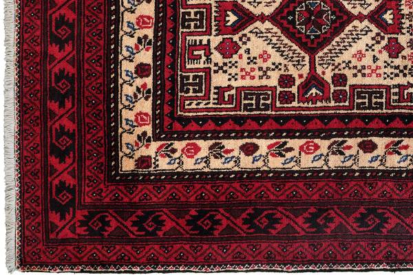 Kurzflorteppich Belutch 2179316 Schurwolle - Beige / Rot