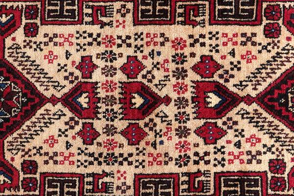 Kurzflorteppich Belutch 2179316 Schurwolle - Beige / Rot