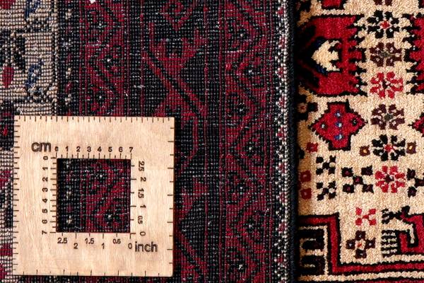 Kurzflorteppich Belutch 2179316 Schurwolle - Beige / Rot