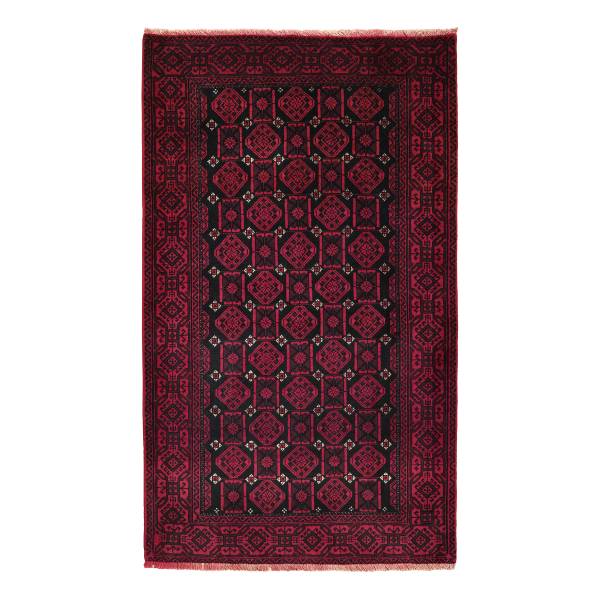 Laagpolig vloerkleed Belutch 2179352 scheerwol - zwart/rood